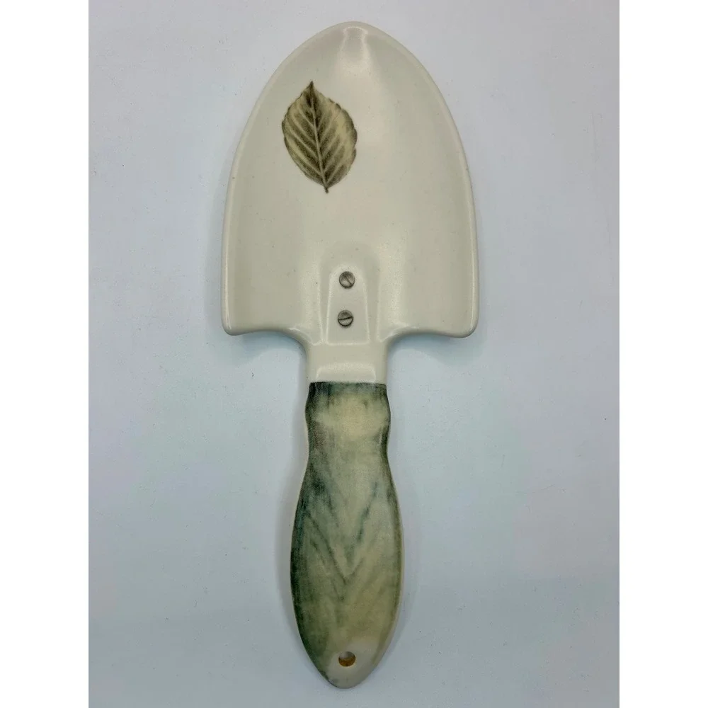 Pfaltzgraff Garden Herb Cream and Sugar Set with Trowel Spoon Botanical Leaves